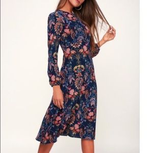 I.MADELINE Garden Splendor Navy Dress - XS